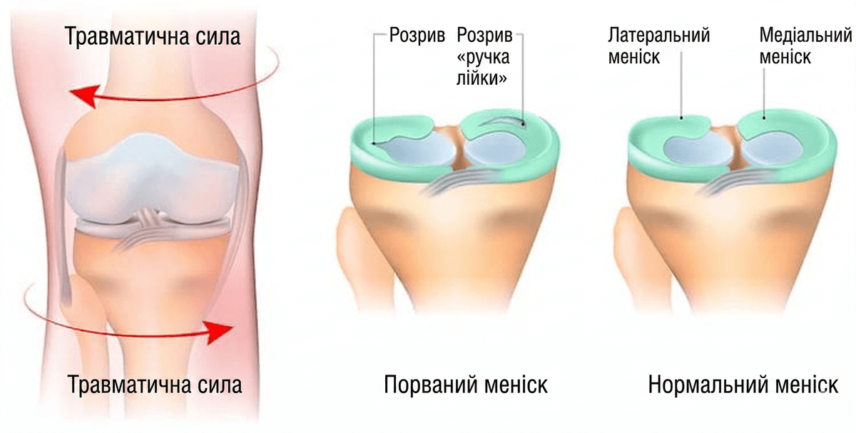 Схема менісків у колінному суглобі