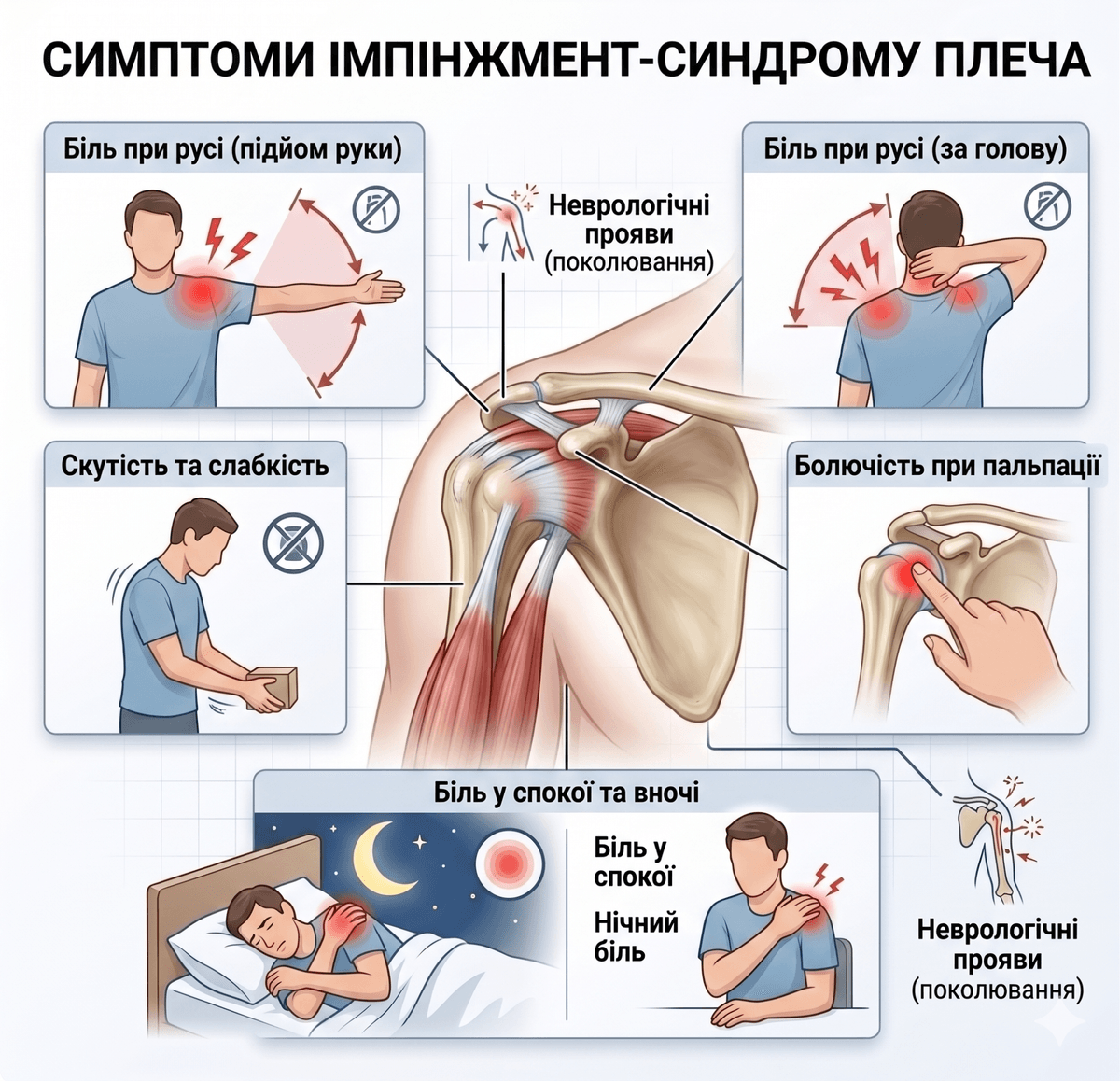 Симптоми імпінжмент-синдрому плеча